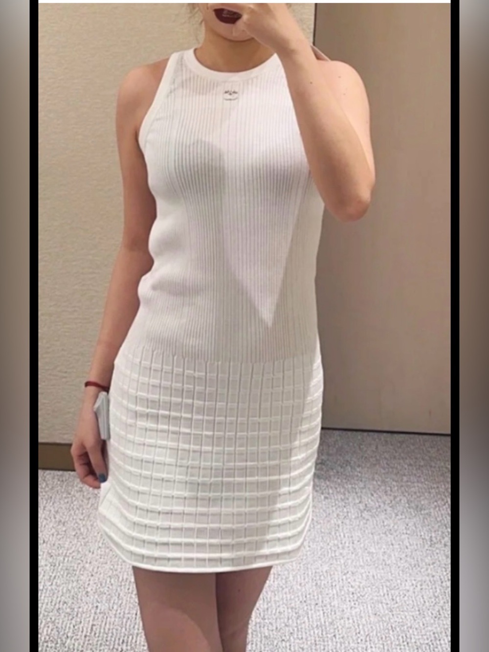 Ribbed Knit Tank Dress in white